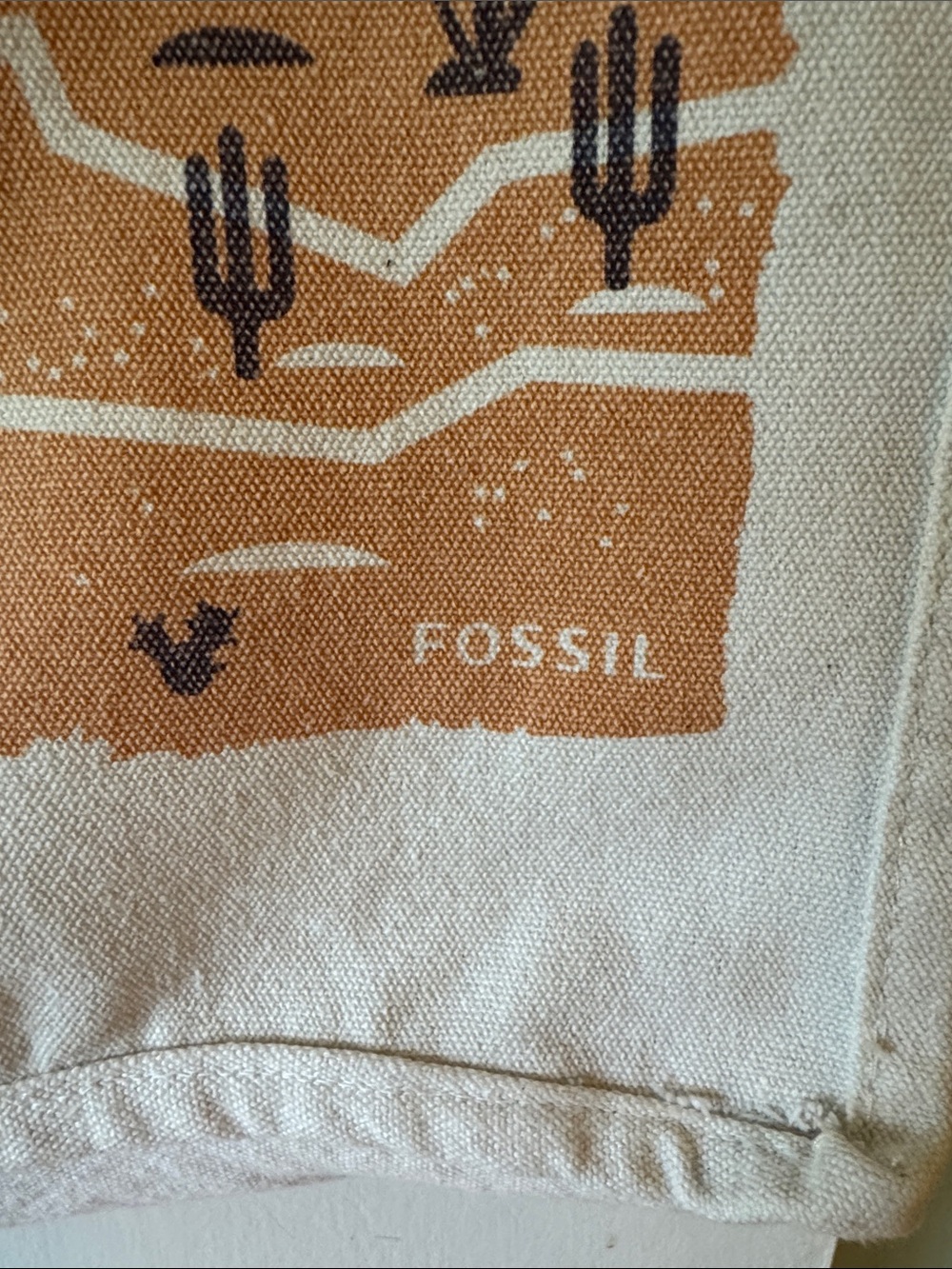 Fossil Canvas Tote with California Coastal Map Print - Cream, Blue, Tan - Picture 2 of 9